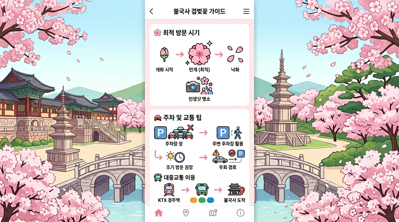 일반 벚꽃보다 예쁜 경주 불국사 겹벚꽃 개화 시기와 주말 주차 전쟁 피하는 법 정보 안내