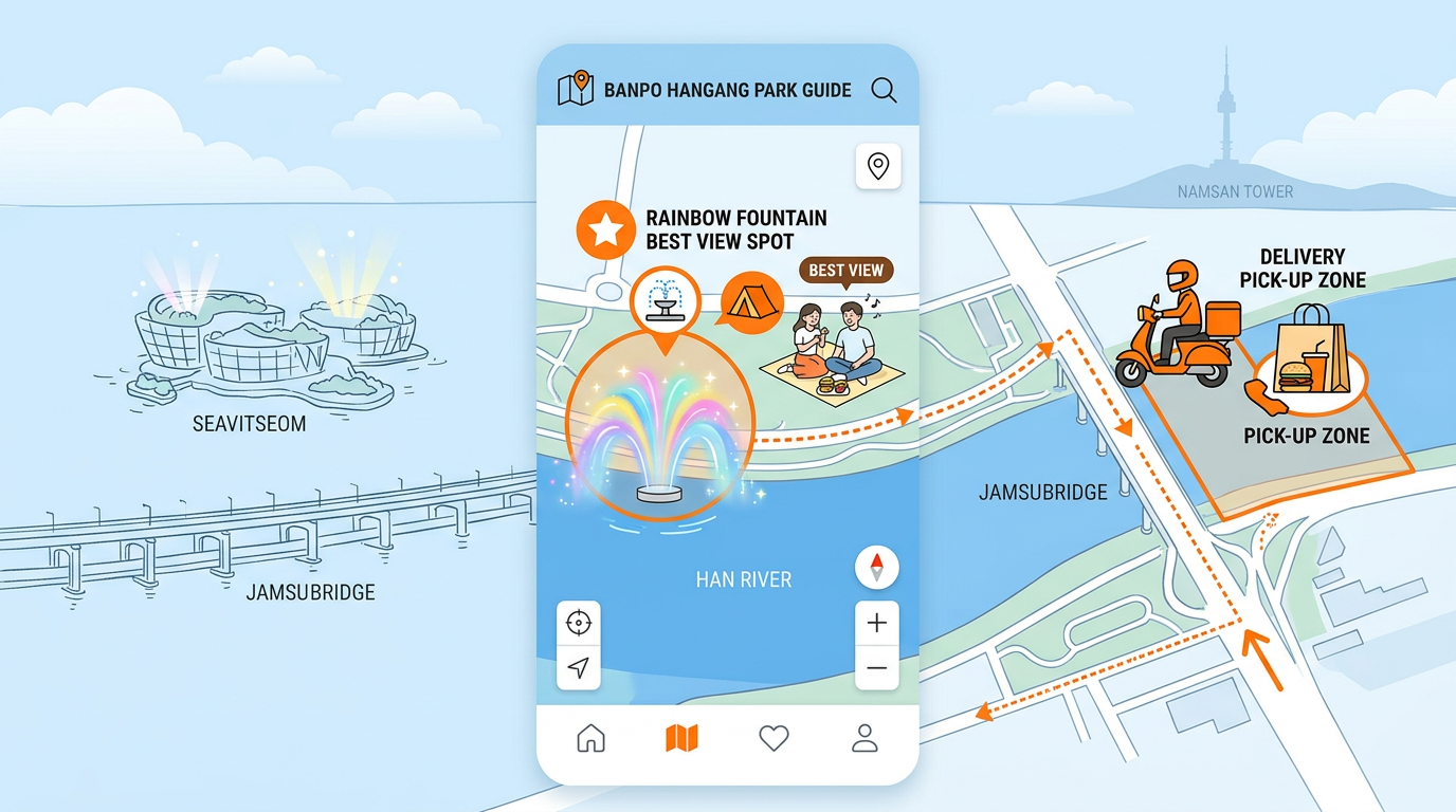 반포 한강공원 달빛무지개분수 명당자리 점유 팁과 배달 음식 수령 zone 위치 총정리 정보 안내