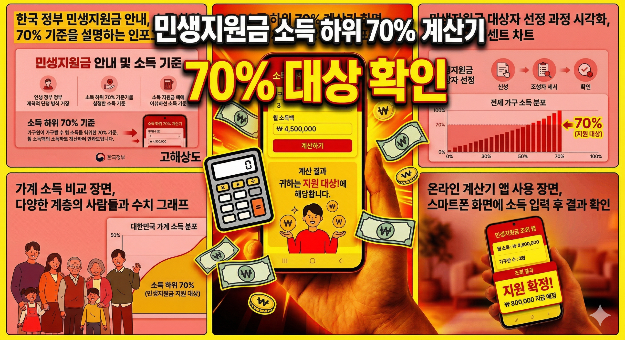 민생지원금 소득하위 70% 계산기 (중위소득 150%, 건강보험료, 지급 시기)